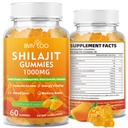 Shilajit Gumies 1000mg Brez sladkorja - Shilajit dodatek za moške in ženske - visoko v 85+ Trace Minerali & Fulvic Acid - energija, možgani, imuniteta - 60 Gummies