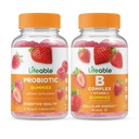 Življenjski probiotik 2 milijarda CFU + B kompleks, Gummies Bundle - odličen okus, Vitamin dodatek, Gluten brezplačno, GSO brezplačno, Žvečljivi gumi