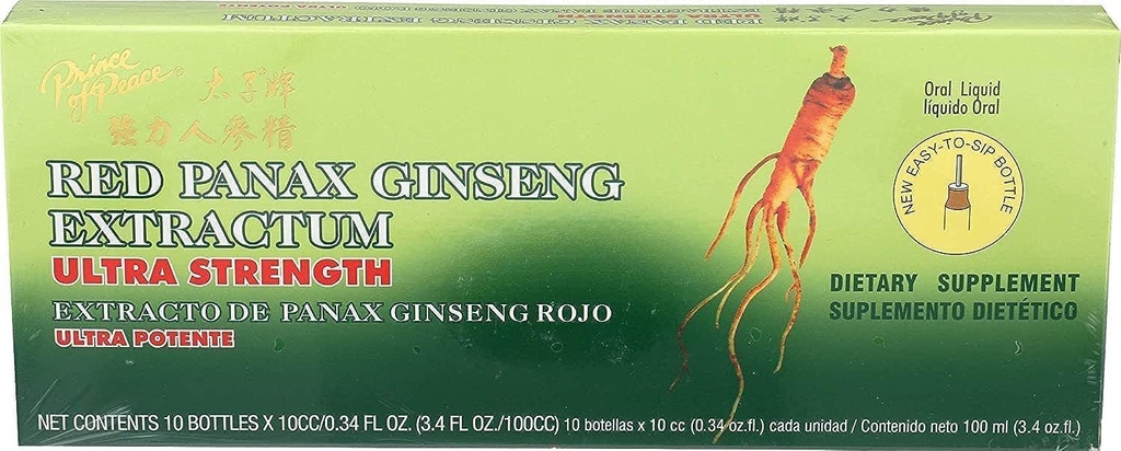 Ultra moč Red Panax Ginseng ekstrakt - Princ miru, 30 btl, 10cc vsak, pakiranje po 3