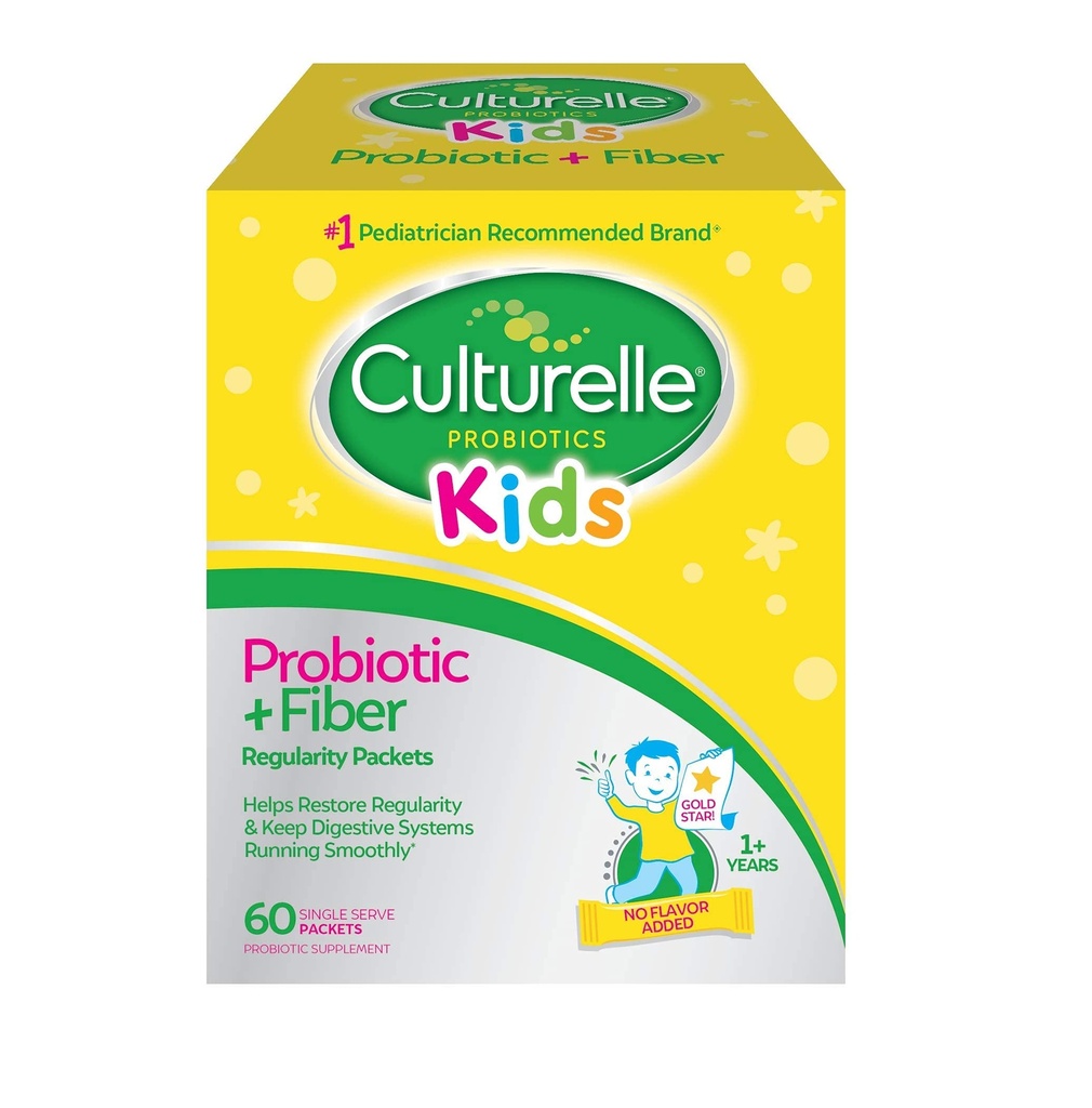 Culturelle Kids Probiotic + Fiber Packets (Ages 3+) - 60 Count - Prebavno zdravje in Imunska podpora - pomaga obnoviti rednost