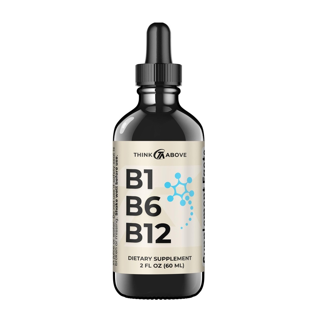 B1 B6 B12 Vitaminske kapljice - živec, energija, podpora za možgane - Fruity-Like Flavor - Metilkobalamin, tiamin, piridoksin - 60 Day Supply - 2 oz - za moške in ženske - preprosto narejen