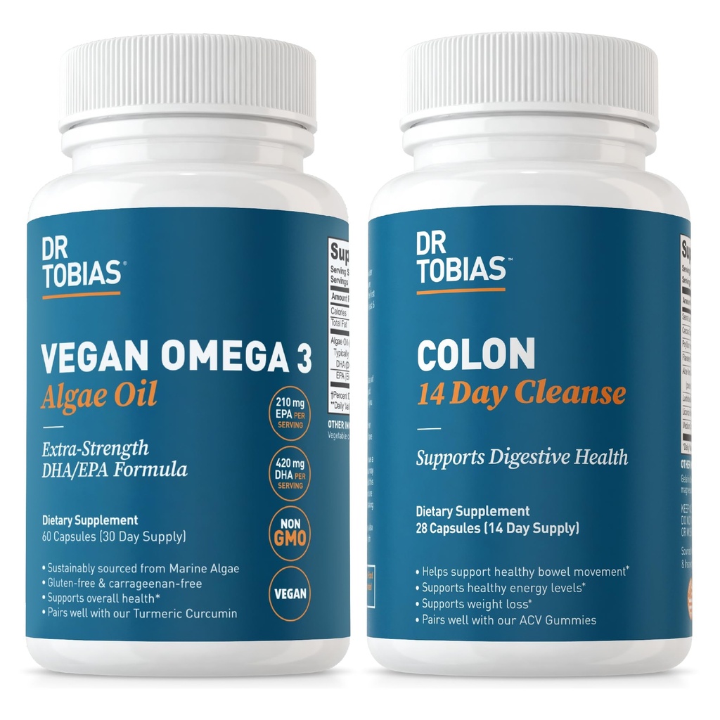 Dr. Tobias Vegan Omega 3 Algae Oil in Colon 14 dan čiščenje za izboljšano prebavo, Gut & Imune podporo, in splošno zdravje