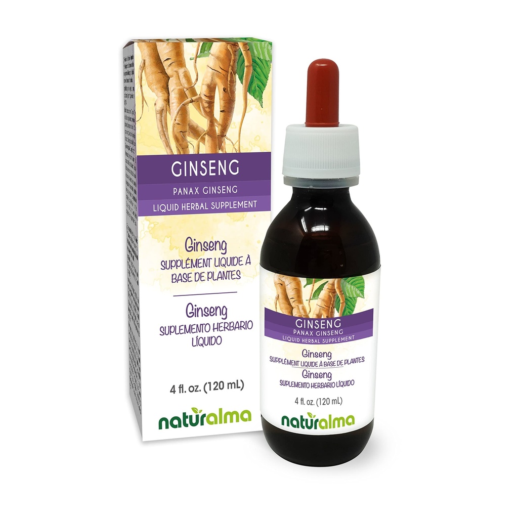 Naturalma ginseng (Panax ginseng) Root Alkohol-free Tinkture - 4 fl oz Tekoči ekstrakt v kapljicah - Zeliščni dodatek - Vegan