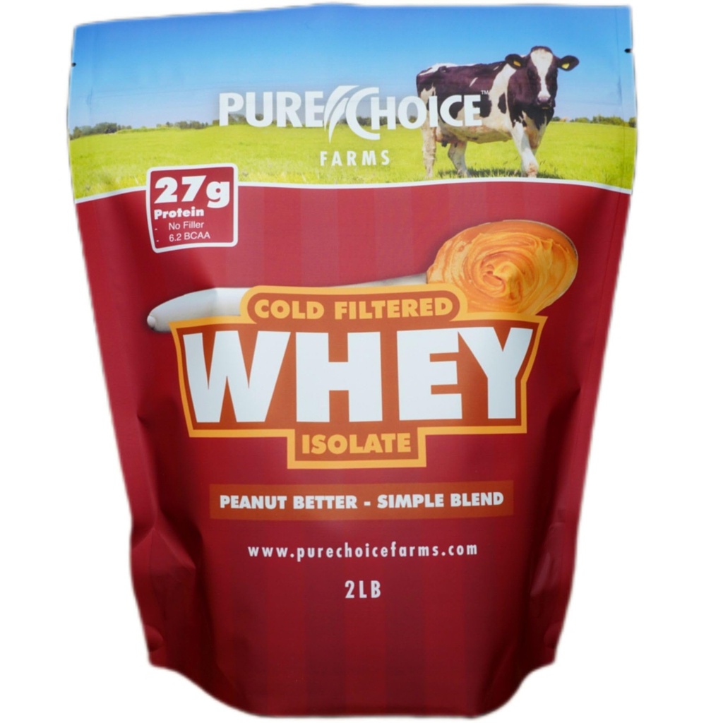 Pure Choice Peanut Butter Whey Isolate Protein Powder, 28g Protein & Nizka maščoba, Najboljši hladno filtrirani in nedenaturirani sirotki, Brez polnil ali umetnih sladil (Peanut Butter, 12 oz)