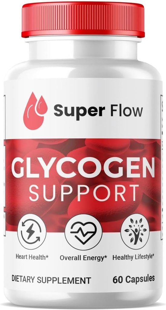 (1 pakiranje) Super Flow Glycogen, SuperFlow Glycogen podporne kapsule, Glyco Optimizer Formula, Naravni čistilec krvnih žil, Premium Super Flow Glycogen Podpora (60 kapsul)