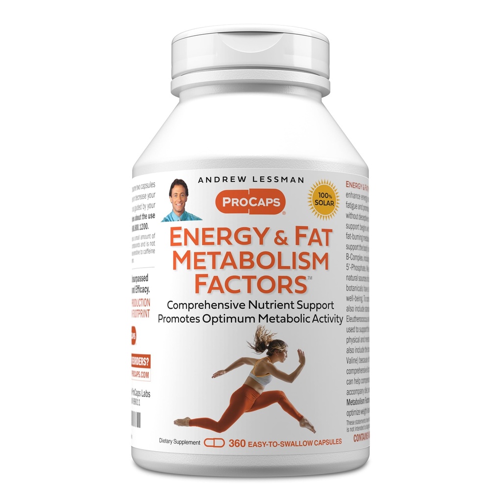 ANDREW LESSMAN Energija in maščoba Presnova Factors 360 Kapsule - spodbuja Optimum Fat Burning in Energy Presnova, s karnitin, zeleni čaj, Guarana, Ginseng, B-kompleks. Kapsule zlahka pogoltnete