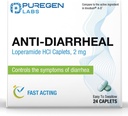 Puregen Labs Protidiarealni Kapleti - 24 Število - 2 mg Loperamidni hidroklorid - Easy-to-Swallow Anti-Diarrhea tablete - Driska in lajšanje želodčne bolečine - Kontrolni simptomi diareje