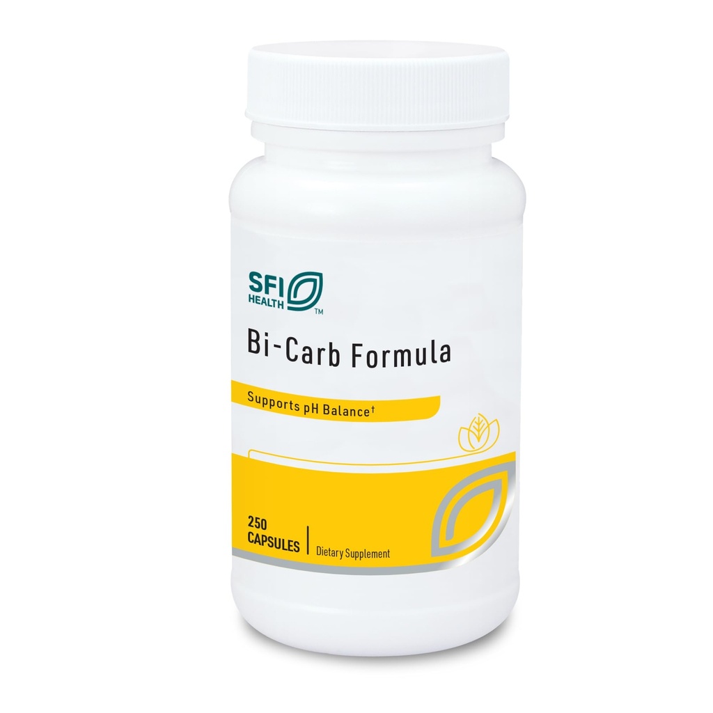 SFI Health Natrijev bikarbonat in kalijev bikarbonat Dodatek - ključne komponente Pomoč Ohraniti zdravo pH (Acid/Base) Ravnotežje - Gastrointestinalna podpora - Bi-Carb Formula (250 Kapsule)