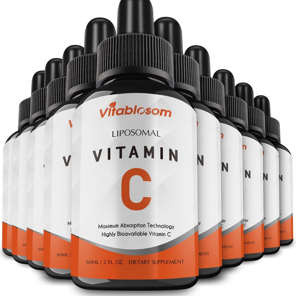 Liposomski vitamin C 2000mg Tekoči za odrasle, visoka absorpcija VIT C, povečanje vitamina C, dobri za imunski sistem in antioksidant, 60ML (10 steklenic)