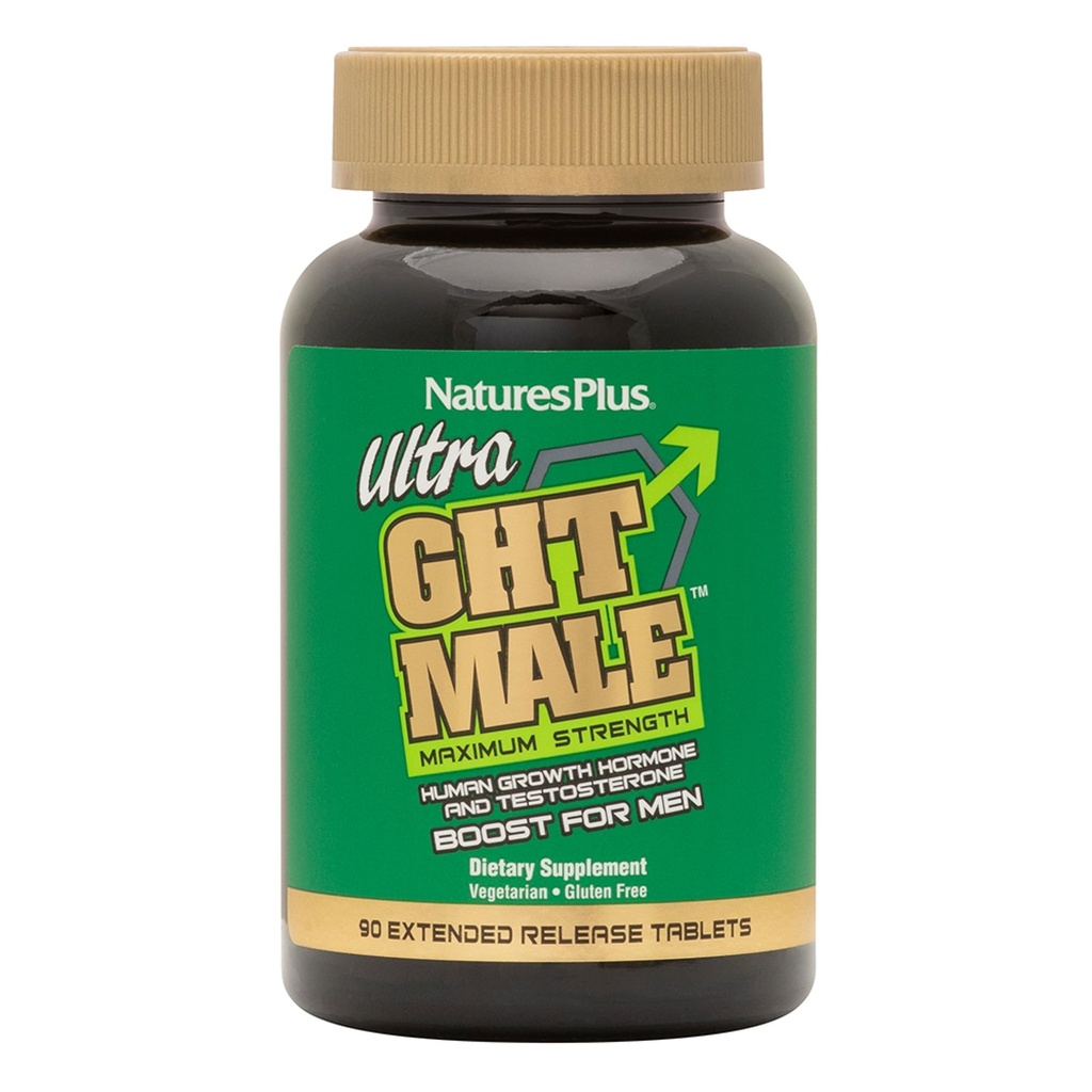 NaturesPlus Ultra GHT moški razširjena sprostitev Dvoslojne tablete - 90 vegetarijanski dodatki - Največja moč naravni testosteron & človeški rastni hormon Boost- Gluten-free - 30 Servings