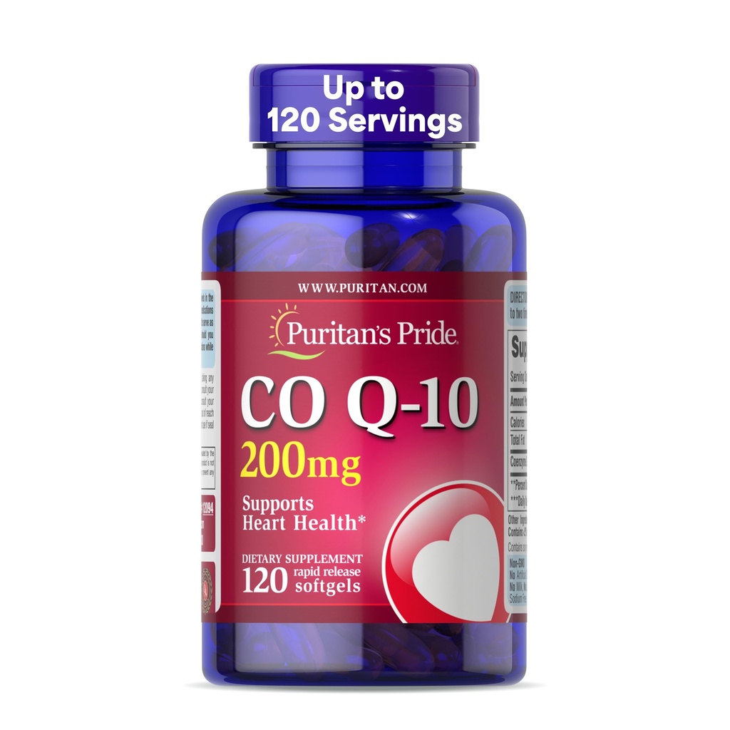 Puritan's Pride koencim CoQ10 200mg, prehranska dopolnila za zdravje srca, krvni tlak, zdravje ustnega žvečilnega gumija, in zdravo podporo za staranje, 120 Servings, hitro sproščanje Mehčalci