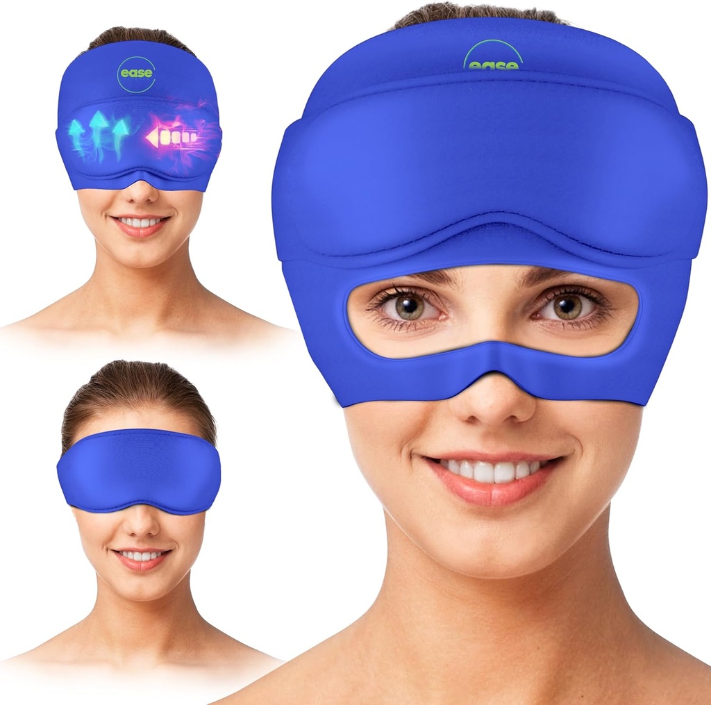 Migrena Relief Cap - 2 v 1 Pomirjujoči glavobol Relief Cap z odstranljivo masko za oči 20% Extra Gel - Glavobol Klobuk za migrene - Hladen led glavo zaviti izdelki za stres, Tension, maček & Puffy oči