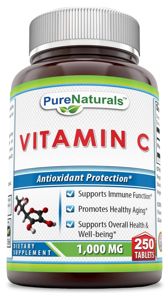 Pure Naturals Vitamin C, 1000 mg 250 tablete -Podpora Imunska funkcija* -Podpora Splošno zdravje in dobro počutje* - Spodbujanje zdravo staranje