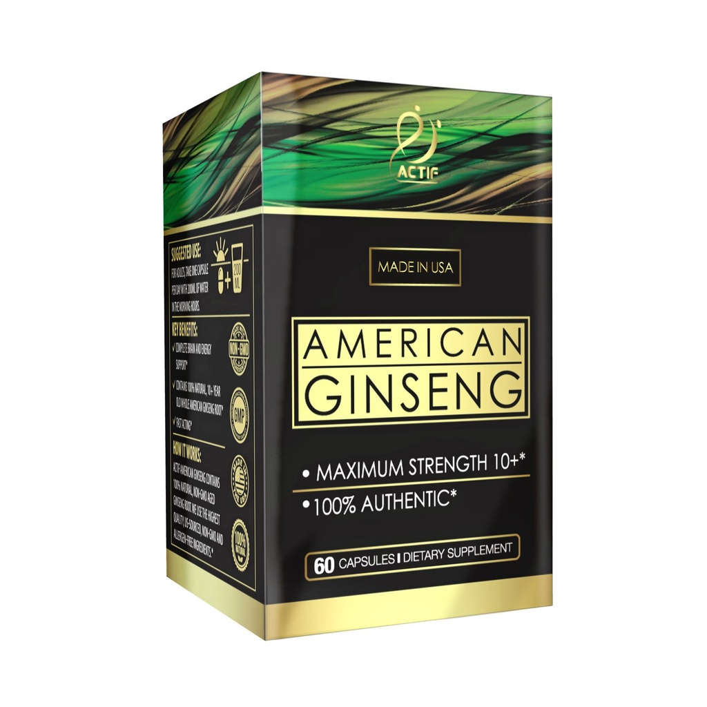 Actif American Ginseng - 100% avtentičen 10 leto star ginseng, Non-GMO, 500mg - Made in USA