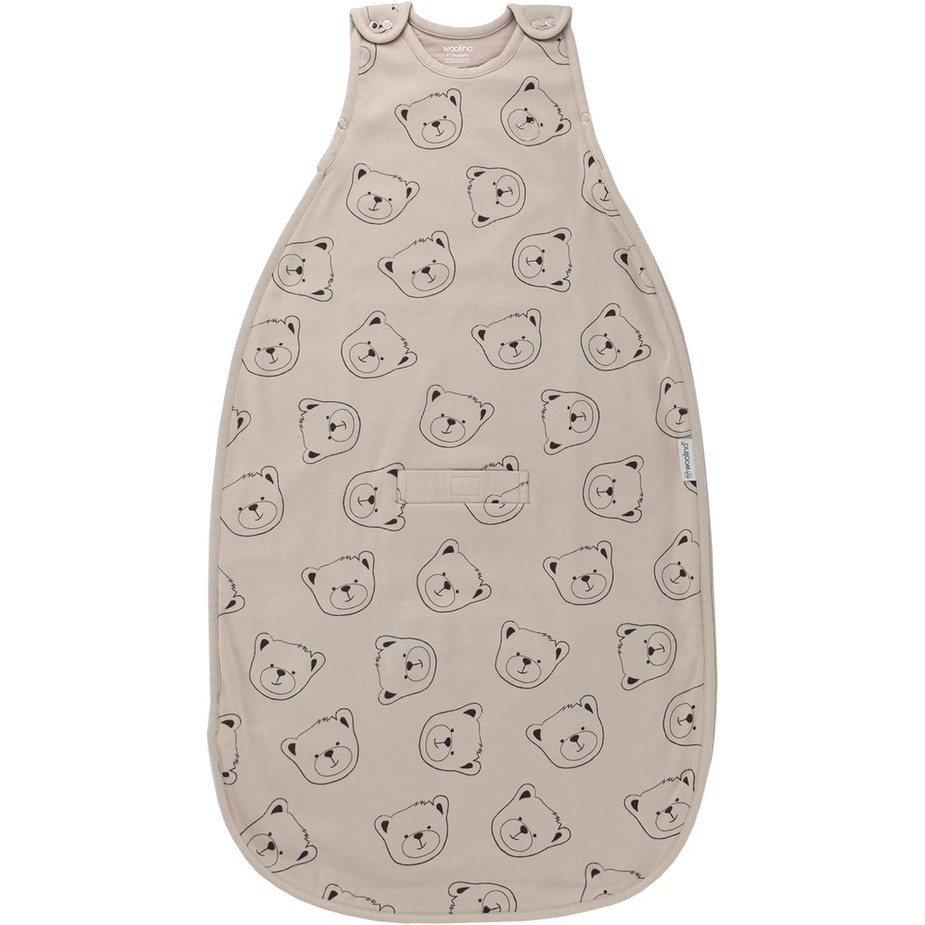 Woolino Merino Wool and Organic Cotton Ultimate Baby Sleep Sack - 4 Sezona Baby Nositi Odeja - Dvo-Way Zipper Nastavljiva spalna vreča - Univerzalna velikost (2-24 mesecev) - Teddy Bear