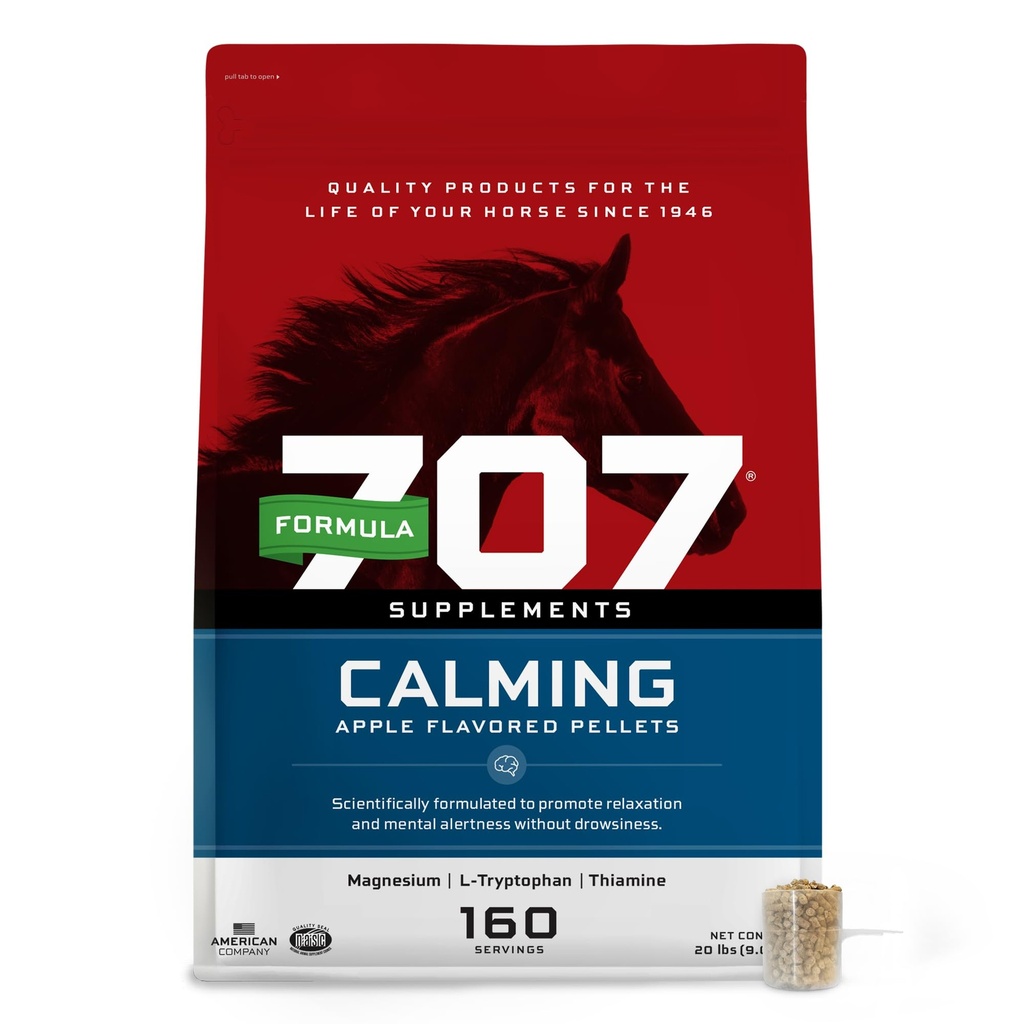 Formula 707 Umirjanje Equine Dodatek 20LB Bag – 160 Serving – Anksioznost Relief in okrepljeno fokus za konje – L-Triptofan, Tiamin & Magnezij