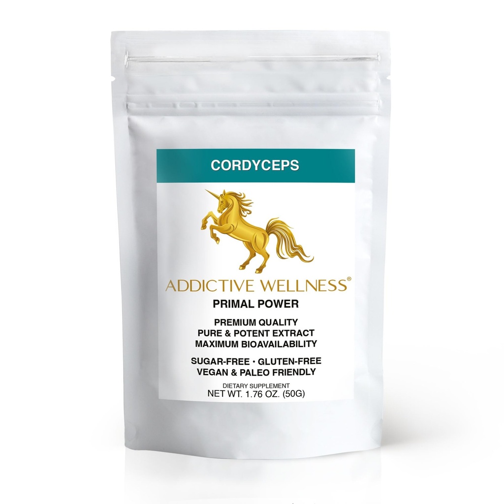 Addictive Wellness Cordyceps CS-4 Extract Powder - Pure & Moč za energijo in vzdržljivost, 1 paket