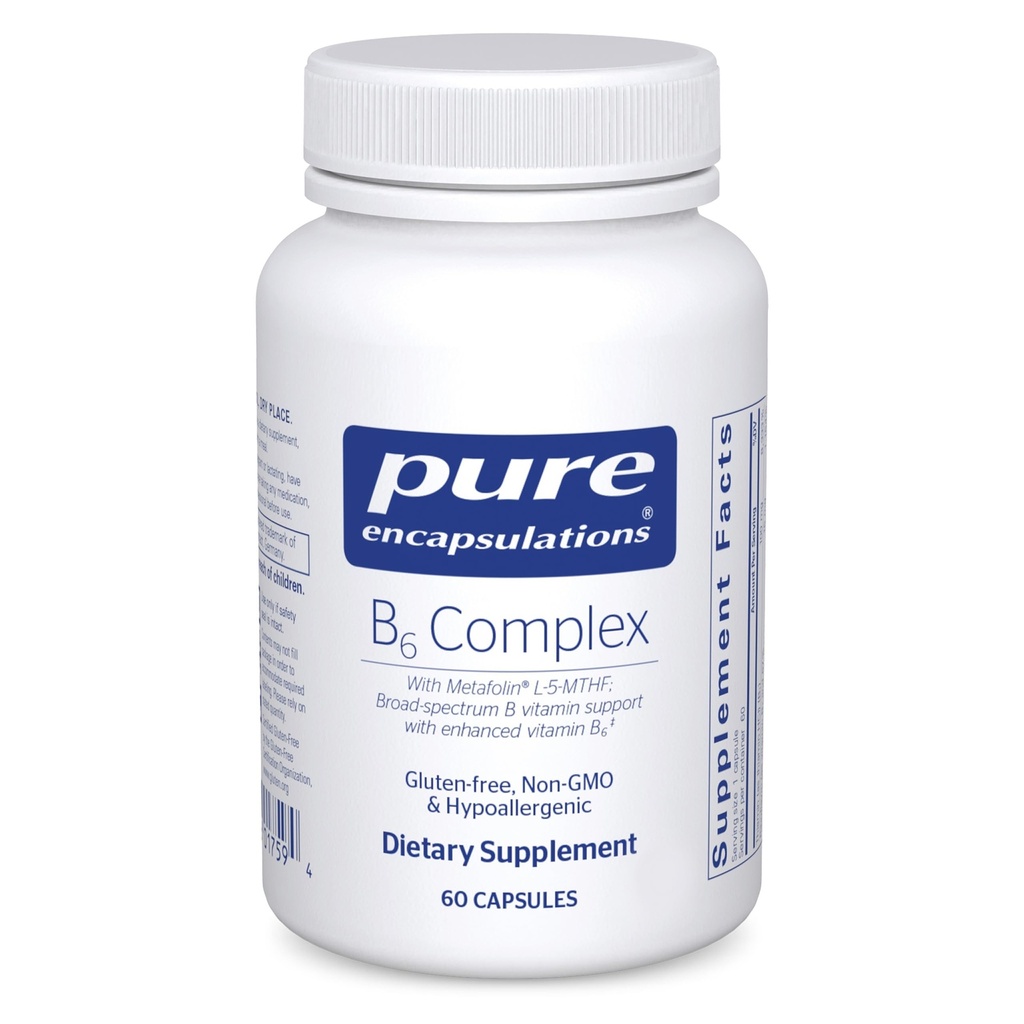 Čiste enkapsulacije B6 Complex - podpira živčni sistem in zdravje možganov* - Vključuje vitamine B - vsebuje obogaten vitamin B6 - brez GMO & gluten - 60 kapsul