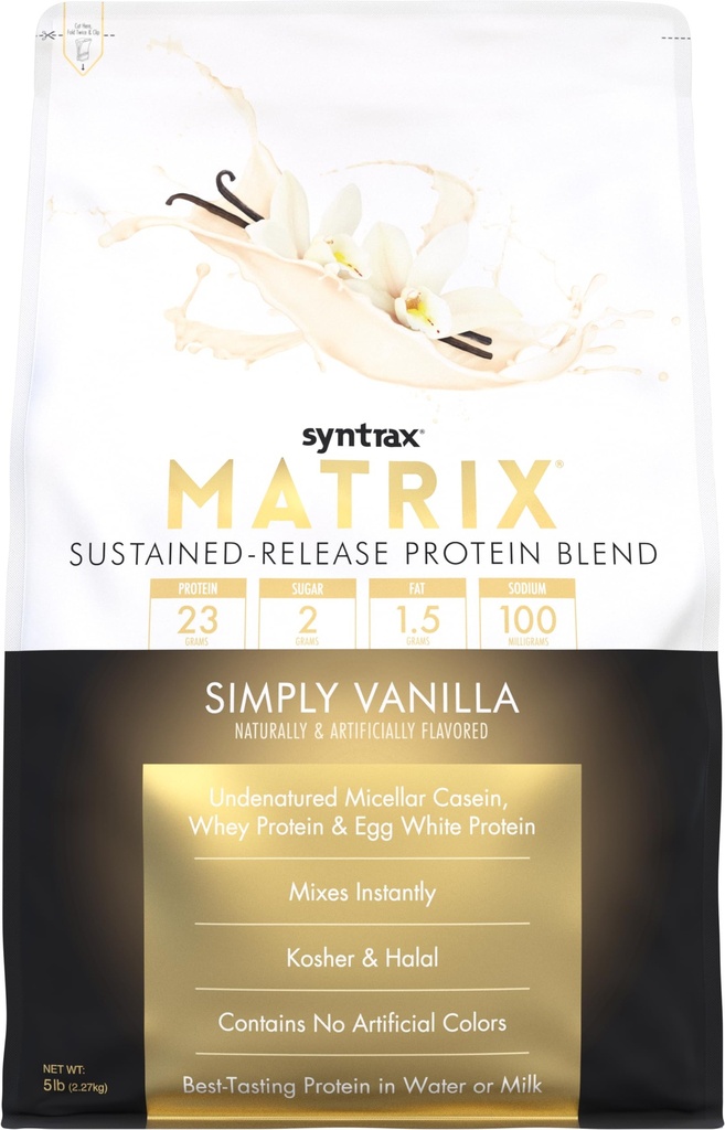 Syntrax Nutrition Matrix - trajno sproščanje beljakovinska mešanica, preprosto Vanilla 5 lbs. Real Vanilla Bean Specks