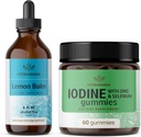 HERBAMA Lemon Balm in Jodine Kit - paket limon Balm Tinkture 4 fl oz & kalij jodine Gumies - Vegan, Non-GMO, Alkohol & želatina-free - 2 paket