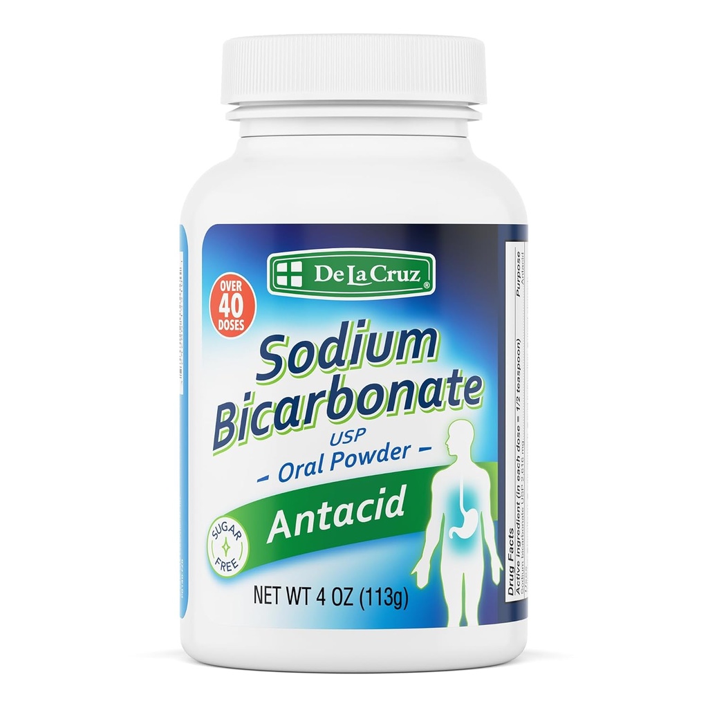 De La Cruz Pure Natrijev bikarbonat Powder – Baking Soda & Peking Powder Aluminium Free Antacid za zgago in prebavne motnje – Pakirano v ZDA – 4 OZ.