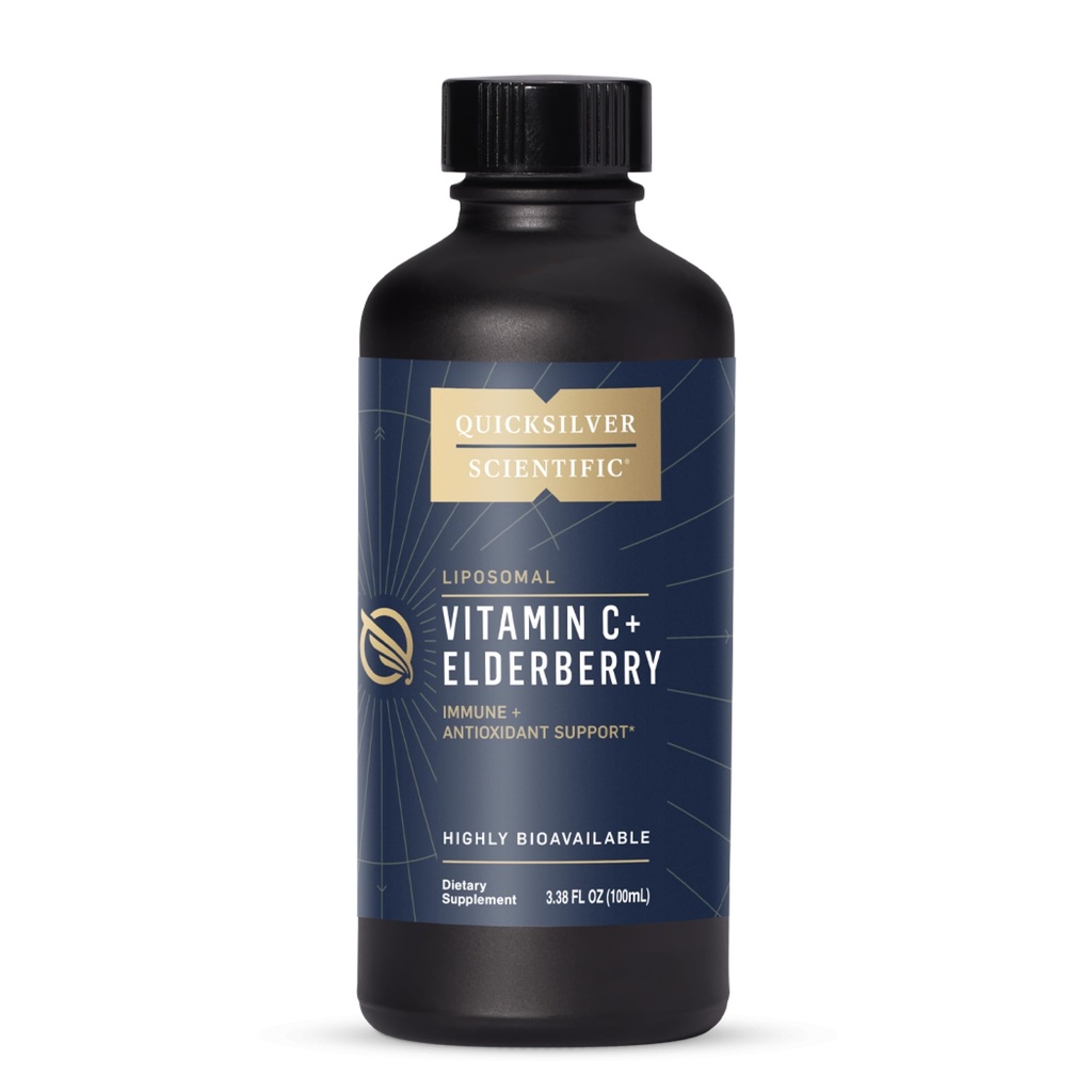 Quicksilver Scientific Liposomal Vitamin C + Elderberry - Liposomal Vitamin C 1000mg s superior Absorpcijskimi tehnologijami in tokotrienoli - Antioksidant in imunosupresivna tonika (100ml)