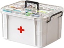 Medicina Skladiščenje Box, Tablete Bottle Organizator, Double Compartment, Prozorno, Velika zmogljivost, Bela