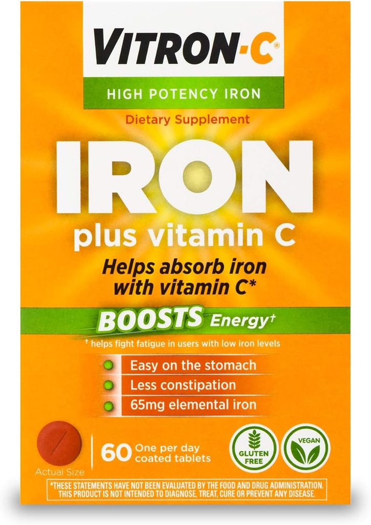 Železo za visoke jakosti Vitron-C s 125 mg vitamina C, 60