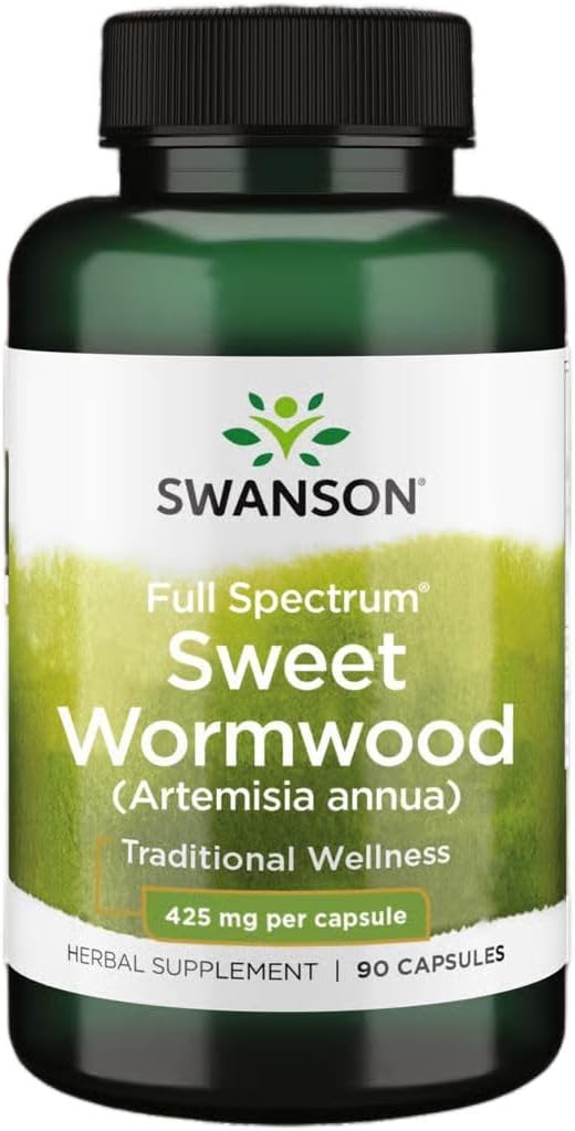 Swanson Sweet Wormwood - Lahko spodbujajo zdravje GI Gut, Microbial Balance & Prebavne zdravstvene podpore - Zeliščni dodatek z Artemisinin - (90 kapsule, 425mg vsak)