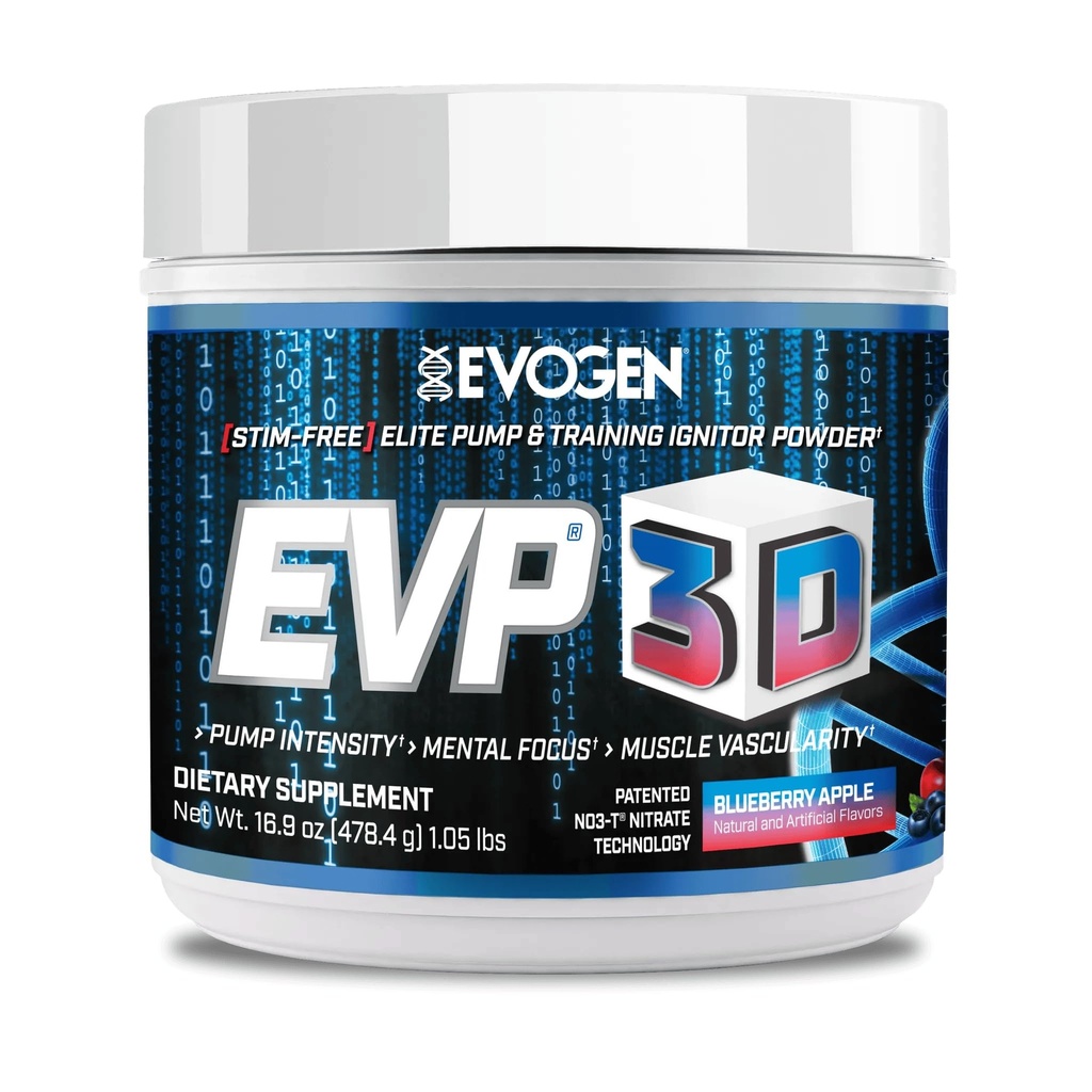 Evogen EVP 3D Stim Free Pre-Workout | Blueberry Apple | 40 Servings | Arginine nitrate, L-citrulline, beta-alanine and creatine with lion's mane, L-tyrosine and DMAE for pumps and focus