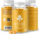 WellPath Vital Turmeric Gummies + Ginger - Skupna podpora Curcumin dodatek, Kurkumin C3 Complex, Okusna alternativa kapsulam, Kurkuma & ingver koren, Tropical Flavor Chews, Vegan, 60 Ct
