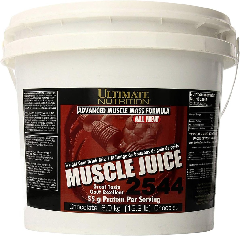 Ultimate Nutrition Muscle Juice, Hujšanje Drink Mix - Mass Gainer Workout Powder za moške in ženske - dodatek za rast mišic in imunske podpore z 55g beljakovin - čokolada, 13.2lb