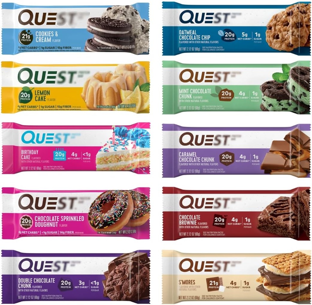 Nutrition Protein Bars, Associted 10 Flavor Variety Pack - High Protein, Low Carb, Gluten Free, Keto prijazno - 2,12 Oz Bars - 12 Count