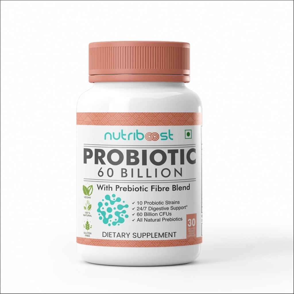 Probiotik s probiotično mešanico vlaken Veggie Kapsule - 60 milijard CFU -10 probiotičnih sevov/lažje prebavljanje, Fuller Nutrition/Organic/Naravni za ženske in moške (60,0 Služabnikov)