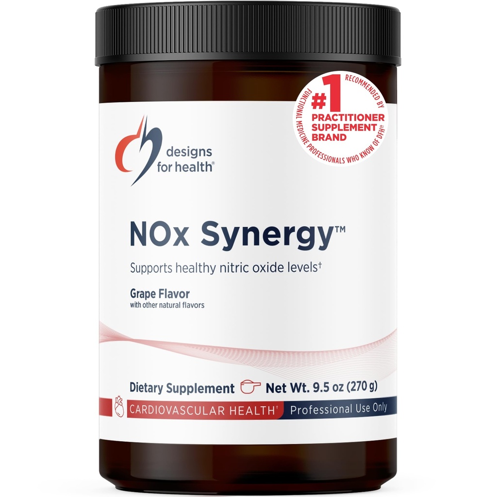 Designs for Health NOx Synergy - Drink Mix Prah za podporo zdrave ravni dušikovega oksida - L-Arginin, Kreatin, L-Citrulin + More - Pred vadbo - Grozdni okus (30 strežnikov / 270g)