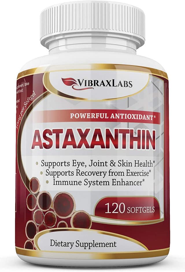 Astaksantin 10mg dodatek/najboljši čisti antioksidant iz mikroalg, pomaga nego kože in oči, Artritic sklepov, zdravo staranje, povečanje energije, 120 Non-GMO Softgels - Premium Astaksantin dopolnila