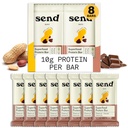 Pošlji čokoladice na osnovi veganskih zdravih beljakovinskih čokoladic, z zelenimi (Crunch peanut Cacao, 8 barov) – samo prave sestavine, nič dodanega sladkorja, Gluten-free, Dairy-free