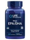 Life Extension Mega EPA/DHA, Omega-3 Maščobne kisline, Heart & Brain Health, Non-GMO, Gluten-free, 120 kapsul