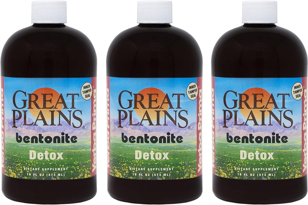 Yerba Prima Great Plains Bentonite Clay - 16 oz (Pack of 3) - Naravno notranje tekoče Clay čiščenje dodatek
