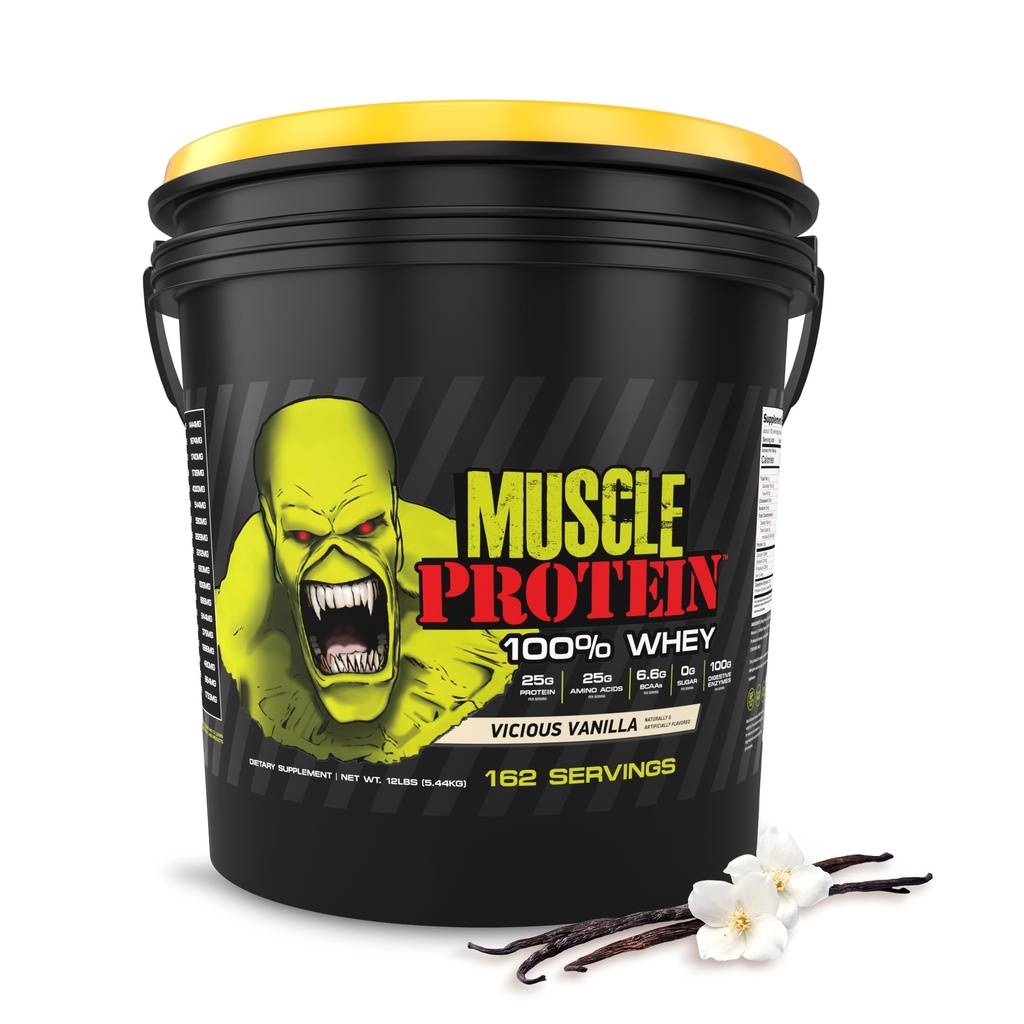 COLOSSAL LABS Muscle Whey Protein Aroured Protein Powder, 25.000 mg aminokislin/serviranje, hladno filtriran(Packageing May Vary) (12 Pound (Bucket), Vanilla)