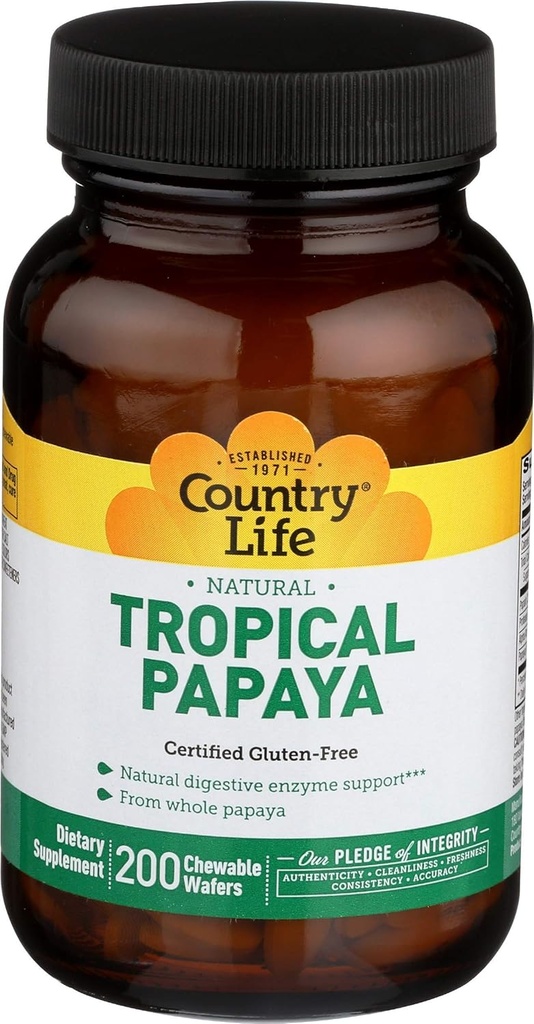 Country Life Papaya 25 MG Žvečljiv, 200 CT