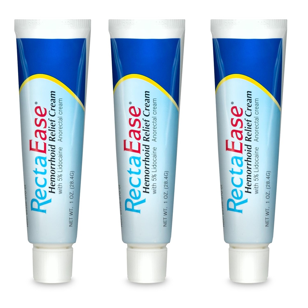Globe RectaEase 5% Lidokain (3 pakiranje) Hemorrhoid Relief Cream 1 oz Tube, Anorektal Cream, hitro omrtvevanje Relief, Hemorhoid Zdravljenje iz srbečica in opekline