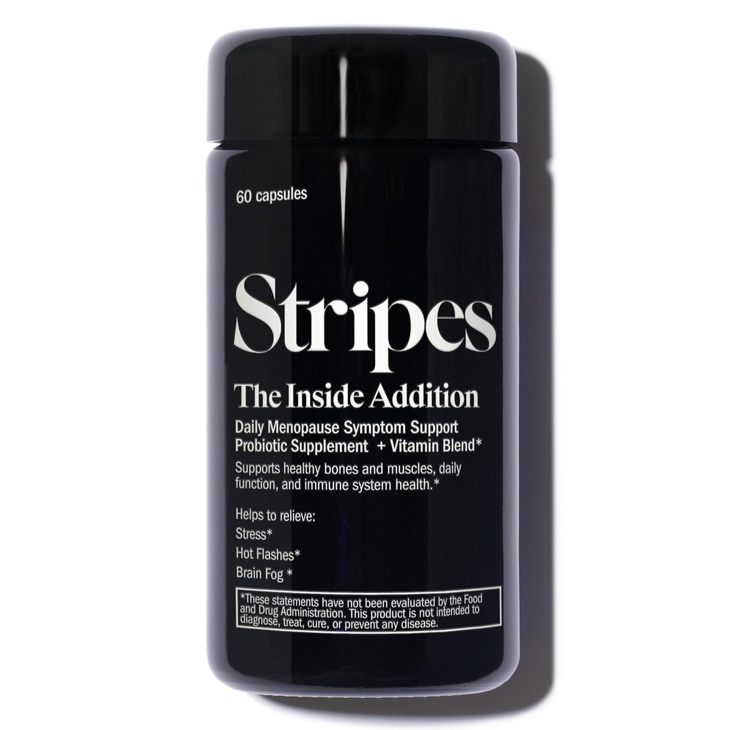 Stripes Beauty Naomi Watts Dopolnilo dodatkov podporo Perimenopavze Menopavze Simptomi Olajšajo vroče Flashes Stres možganov Megla probiotik multi Vitamin 60 Ct