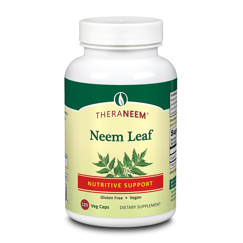 THERANEEM Neem Leaf Kapsule - Močna hranilna podpora z antioksidanti in več - Vegan, Gluten brezplačno, 60 Day garancija - 120 Serving, 120 VegCaps