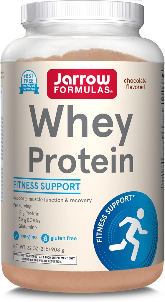 Jarrow Formulas Whey Protein, Čokolada - 908g Prašek - Podpira razvoj mišic - Najkakovostnejši vir beljakovin - bogata z BCAA - pribl. 35 Služiti