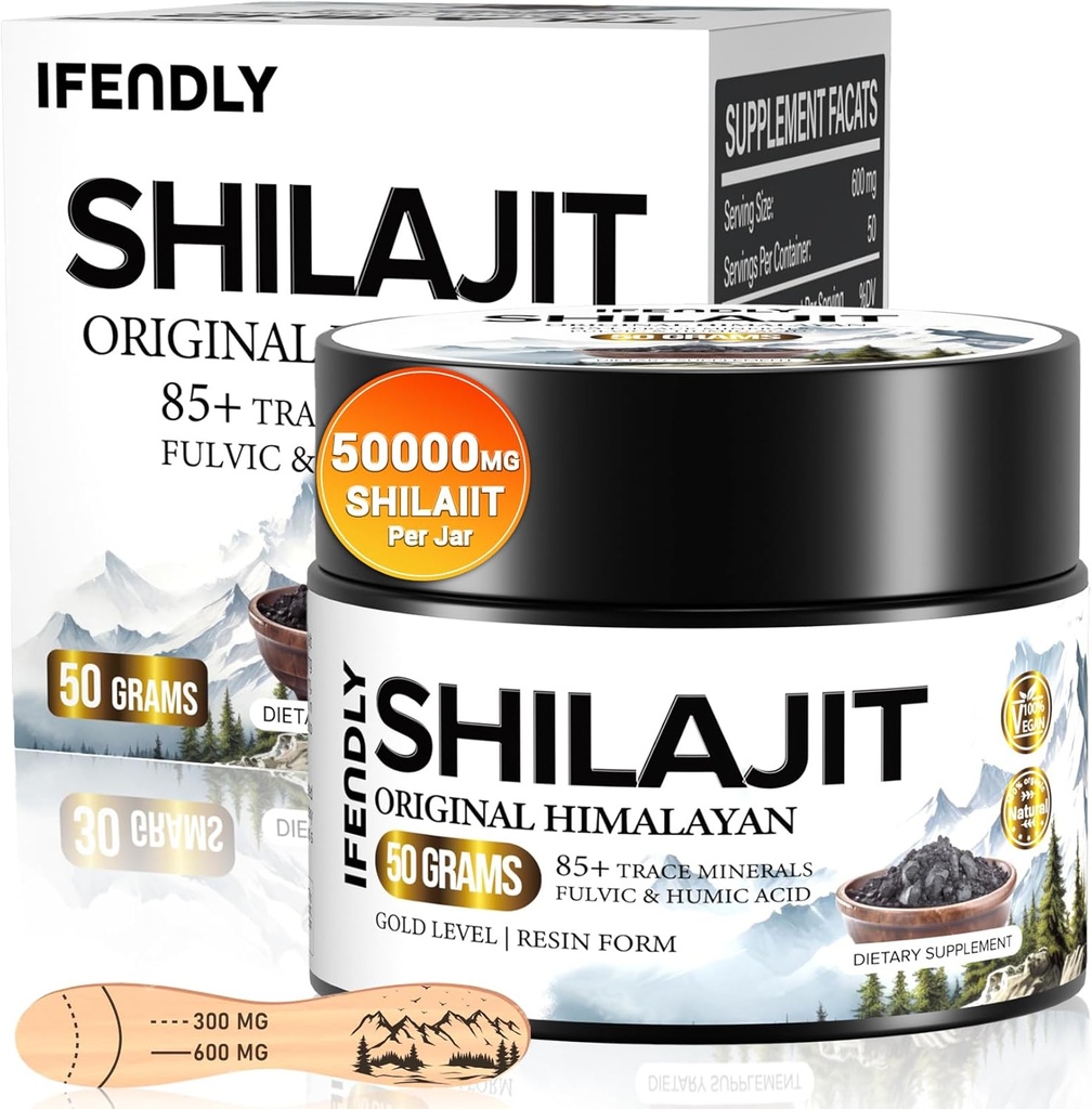 Shilajit Resin, Shilajit za moške in ženske, Shilajit Organic - 600mg Potency Gold stopnje, z 85+ Trace Minerals, Fulvic & Humic Acid, za Stamina, Immuniteta in moč, 83 Servings (50g)