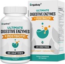Orgabay Prebavni encimi 1000mg s postbiotiki, 20 Encim mešanica za napenjanje, Optimalna prebava in Gut funkcijo, 60 Veggie kapsule