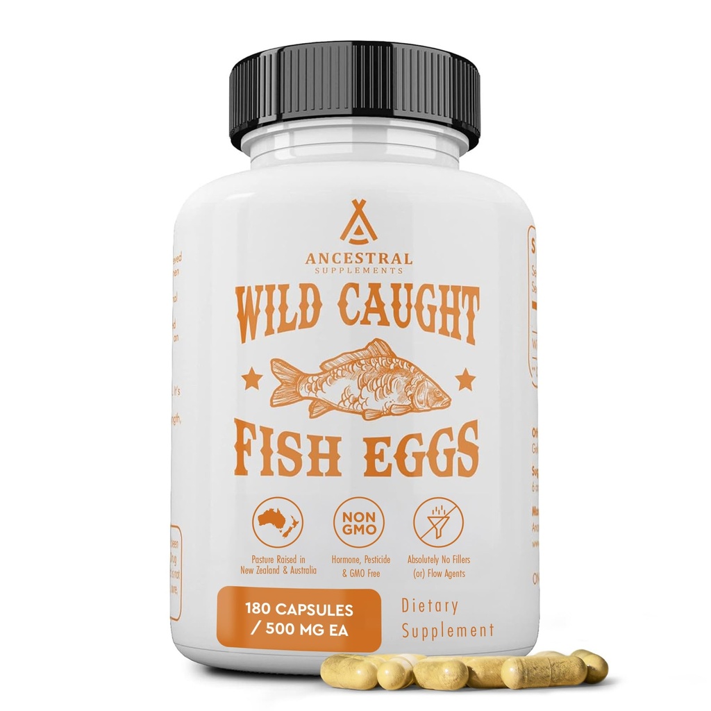 Prednikov dopolnila Wild ujete ribe jajca, 2400mg, Omega-3 dodatek podpira možgane, srce, plodnost in vnetje zdravje, celoten vir hrane vitamina D, K2 in A, Non-GMO, 180 Kapsule