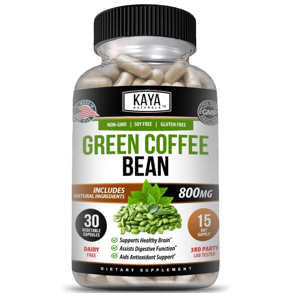 Kaya Naturals Zelena kava fižol ekstrakt - Ne-GMO, Gluten-free dodatek (30 Count (Pack of 1)