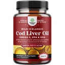 Islandski Wild Catch Cod Jetra Oil Softgels - Fish Omega 3, EPA, DHA, Vitamin D & A, 1000mg na Serving - Burpless kapsule za srce, Joint, Brain & Imunska podpora - 100 Count